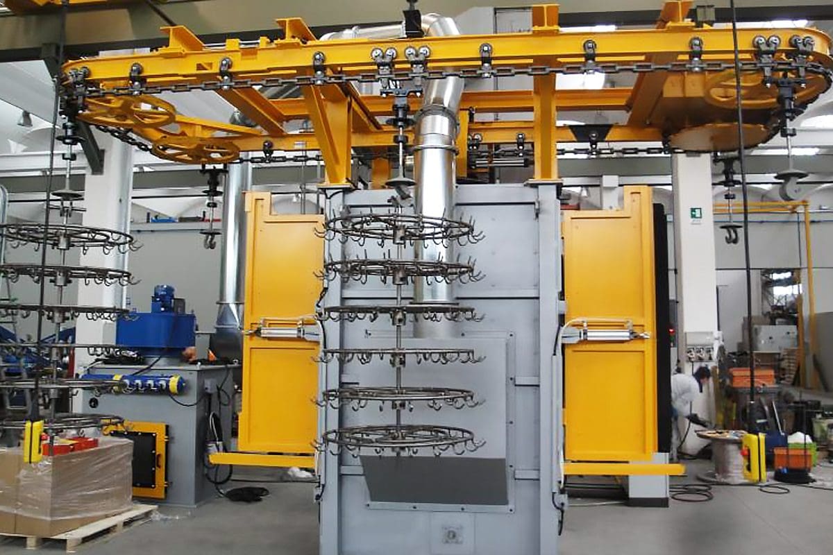 GSA Continuous Feed Overhead Rail Shot Blasting machine from ActOn Finishing India for a constant productivity.
